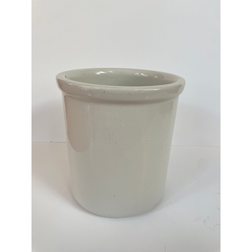 Hall China 302 White Stoneware Crock Utensil Holder Vintage Made in USA